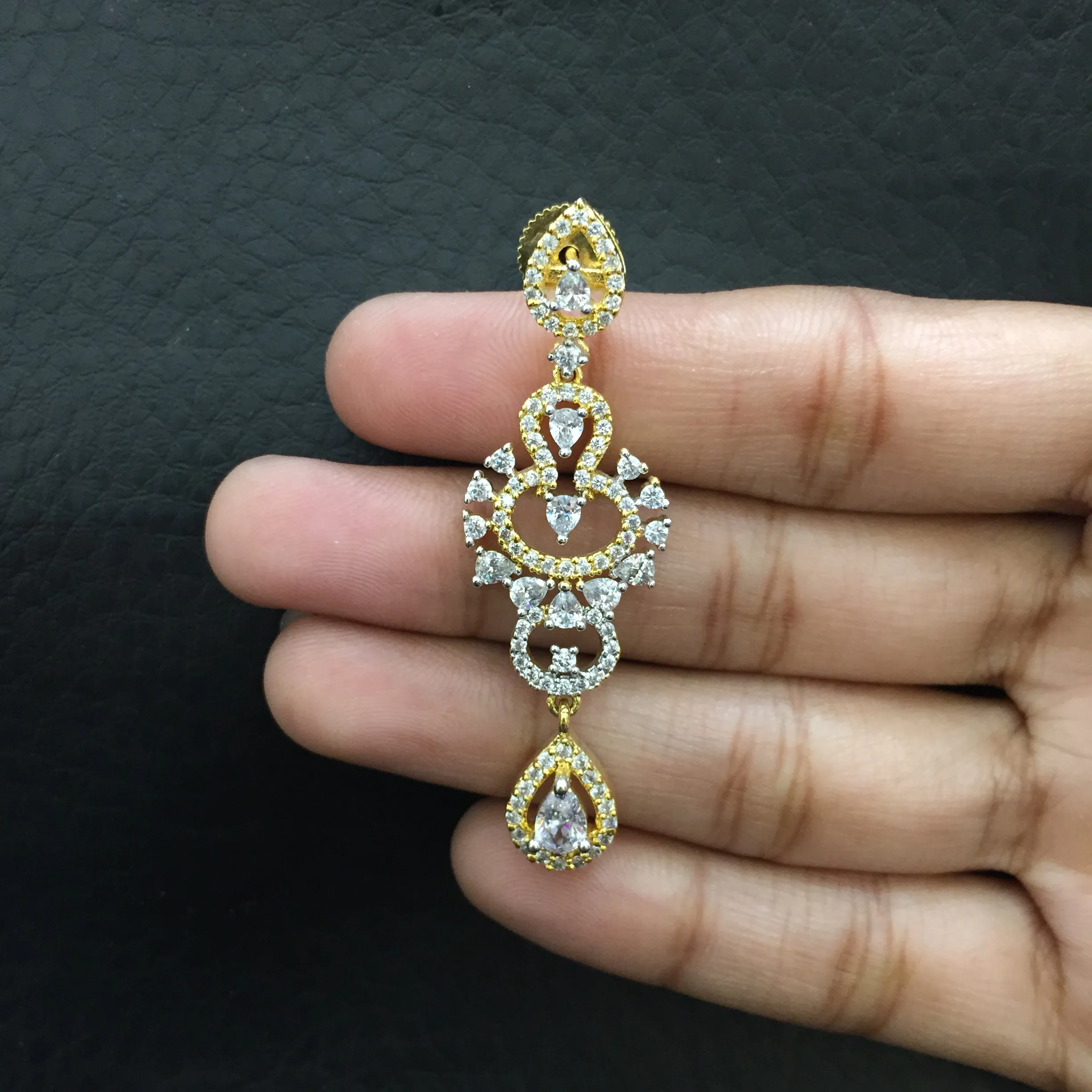 Two Tone Zircon/AD Necklace Set