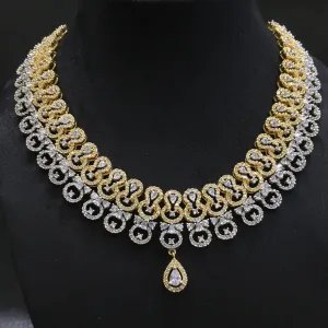 Two Tone Zircon/AD Necklace Set