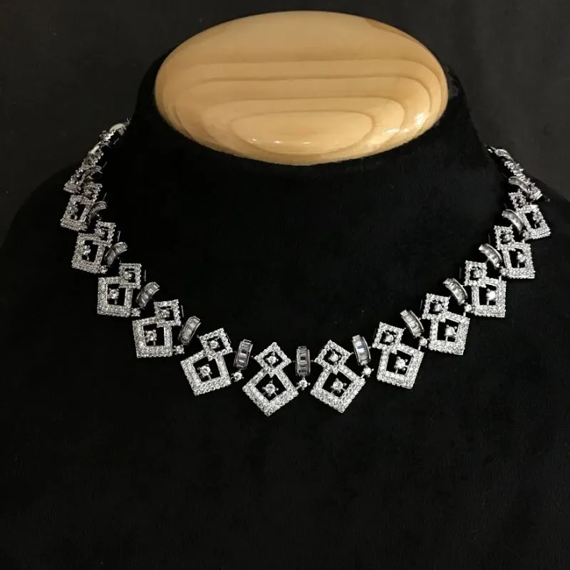 Victorian Finish Zircon/AD Necklace Set