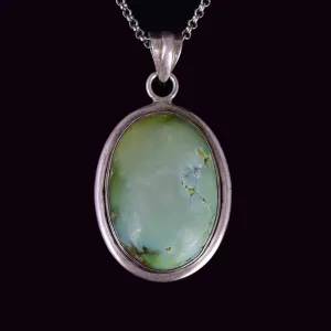 Vintage Large Sterling Silver Turquoise Cabochon Pendant Necklace