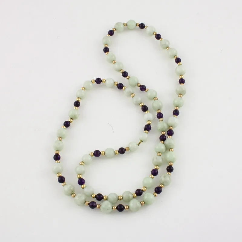 White Jade and dark amethyst necklace