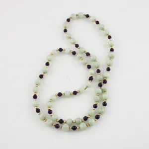 White Jade and dark amethyst necklace