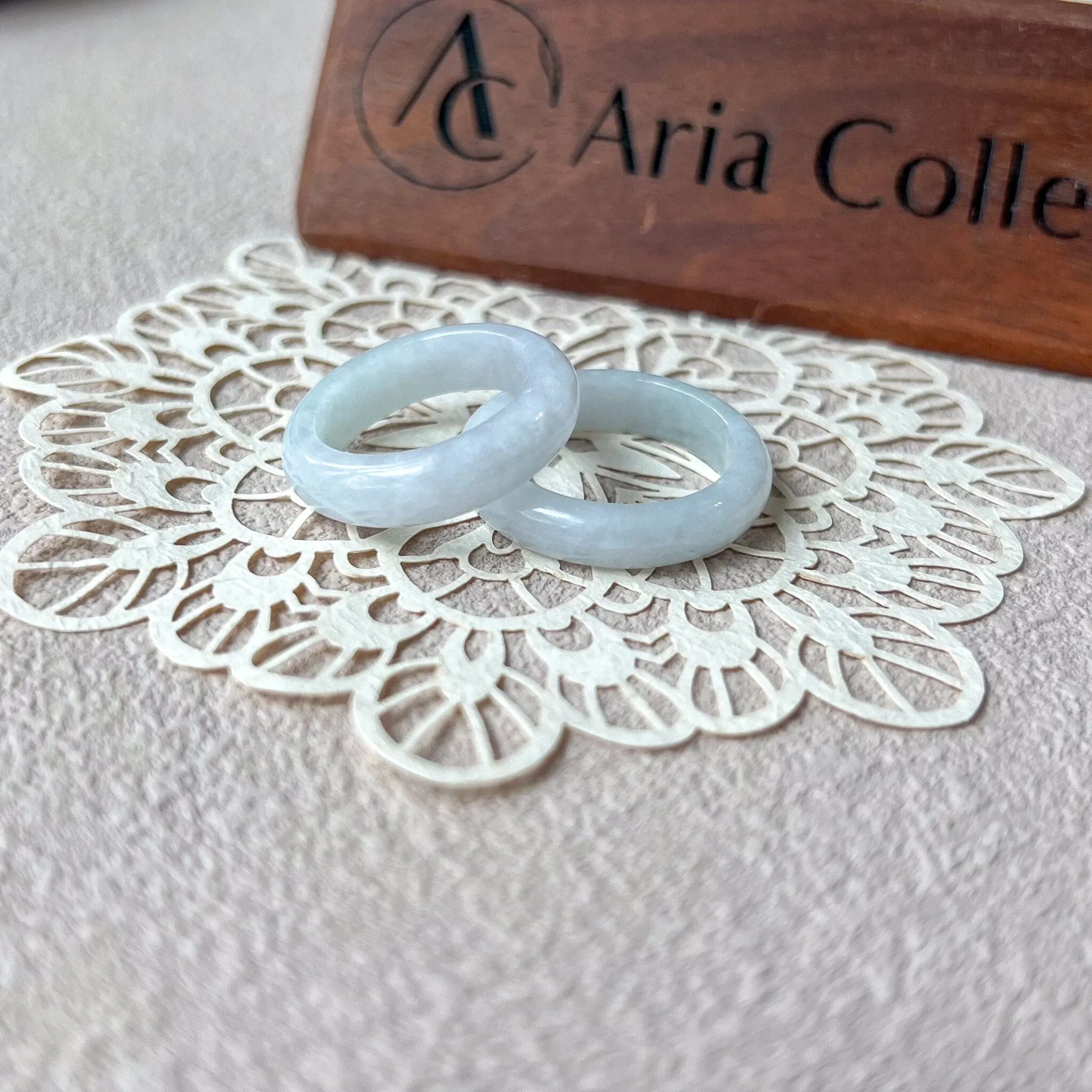 White Light Green Jadeite Jade Ring, Hand Carved Jadeite Jade Ring, XIU-0424-1720904867