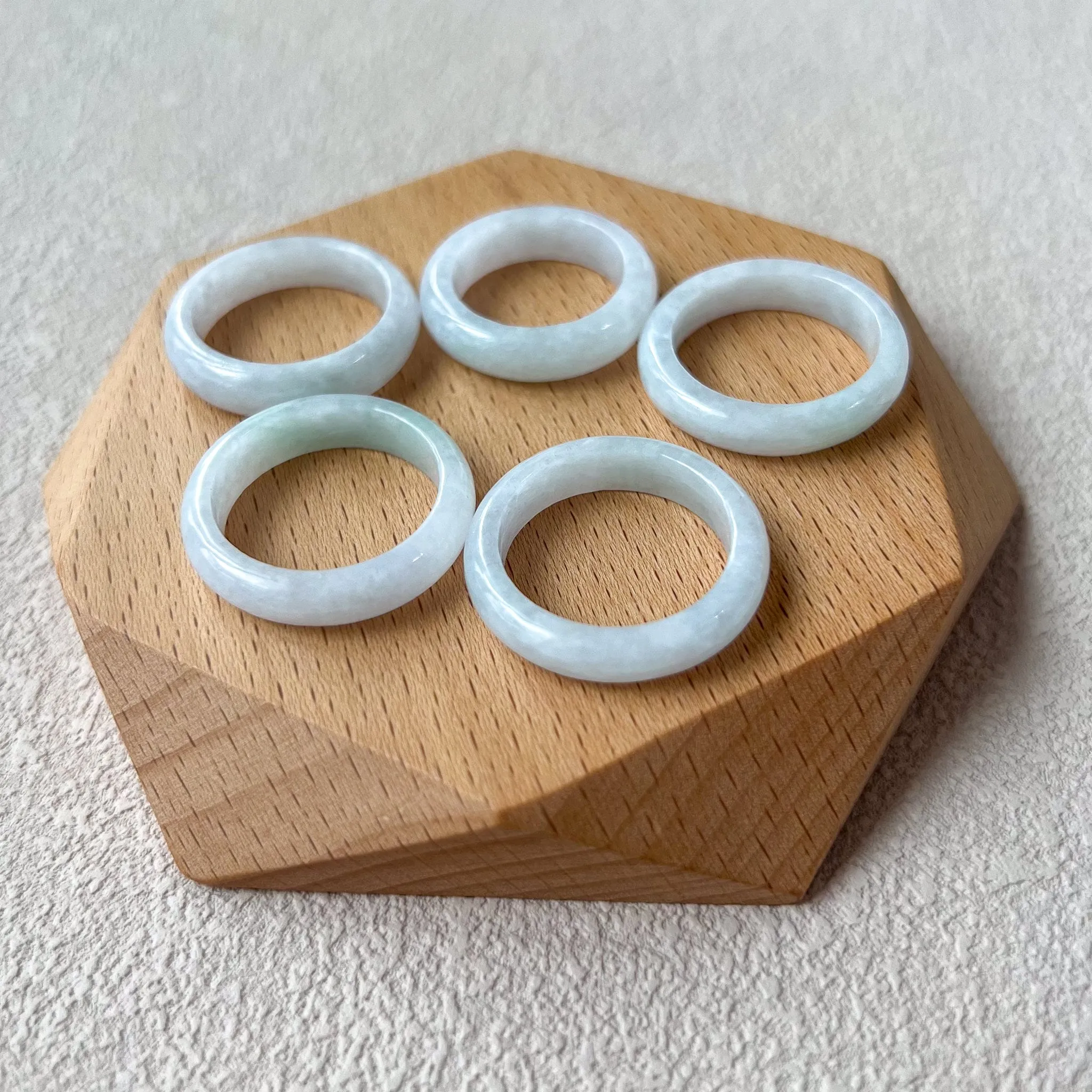White Light Green Jadeite Jade Ring, Hand Carved Jadeite Jade Ring, XIU-0424-1720904867